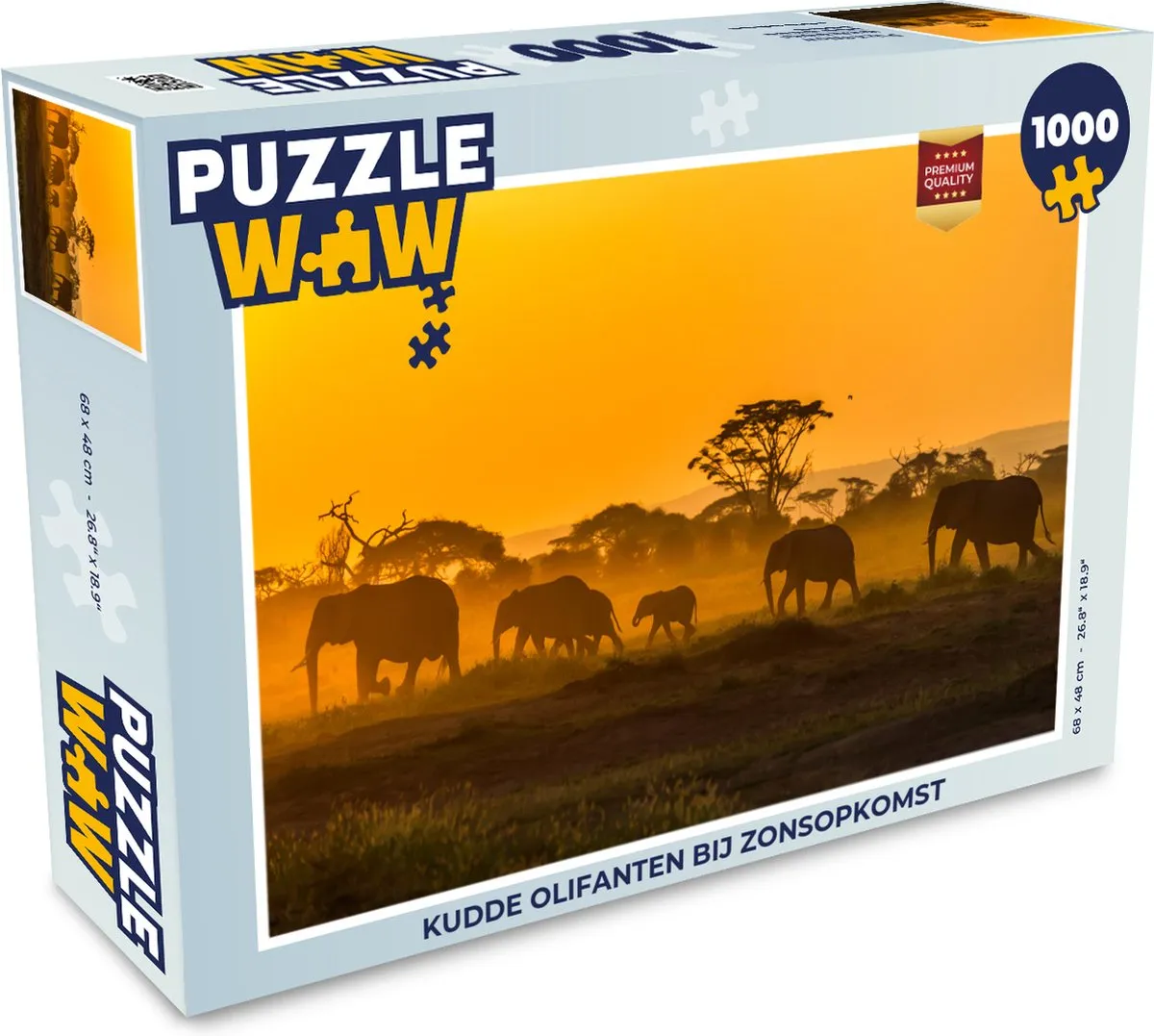 PuzzleWow Kudde Olifanten bij Zonsopkomst Legpuzzel 1000 Stuks