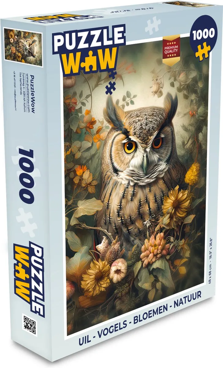 PuzzleWow Vogels Bloemen Natuur Legpuzzel 1000 Stuks - Multicolor