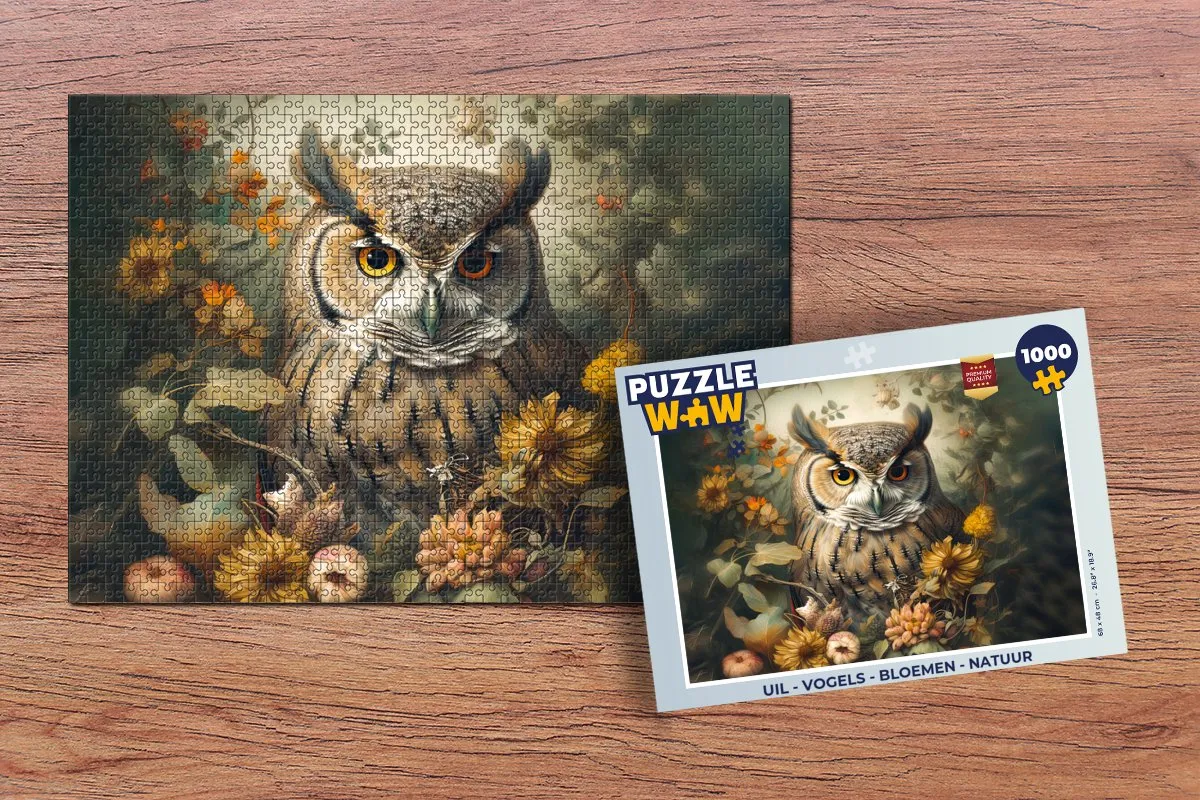 PuzzleWow Vogels Bloemen Natuur Legpuzzel 1000 Stuks - Multicolor
