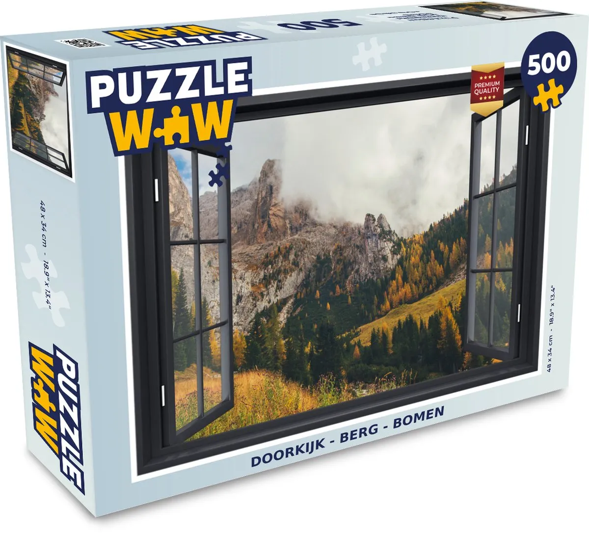 PuzzleWow Doorkijk Berg Boom Legpuzzel 500 Stuks - Multicolor