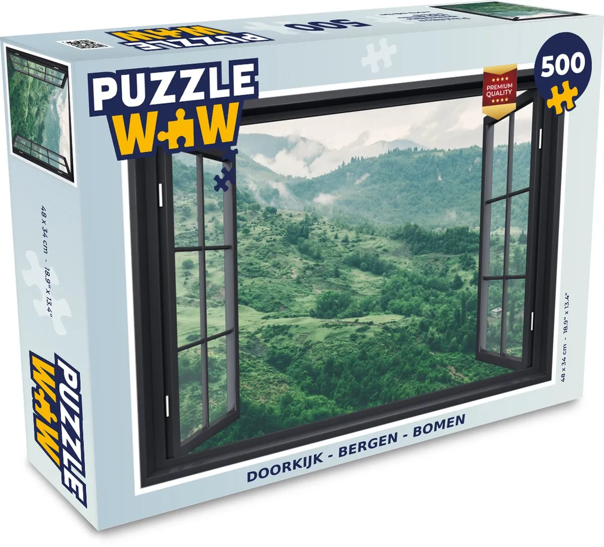 PuzzleWow Doorkijk Berg Boom Legpuzzel 500 Stuks - Multicolor