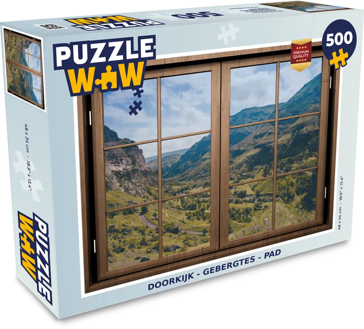 PuzzleWow Doorkijk Berg Boom Legpuzzel 500 Stuks - Multicolor