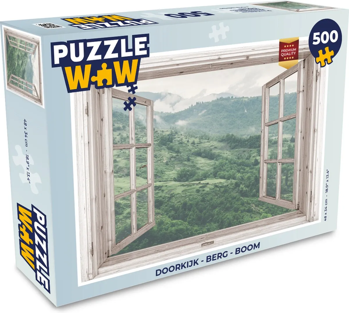 PuzzleWow Doorkijk Berg Boom Legpuzzel 500 Stuks - Multicolor