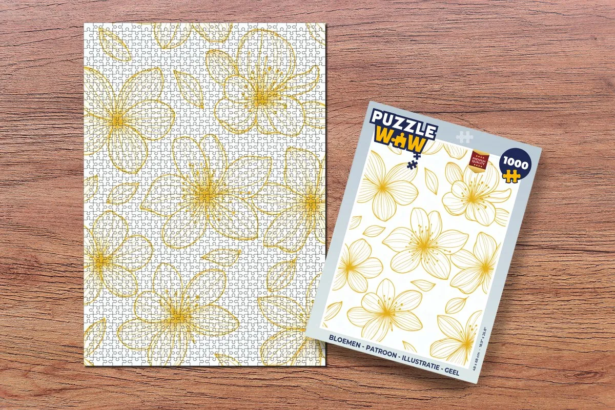 PuzzleWow Bloemen Legpuzzel 1000 Stukjes - Geel Patroon