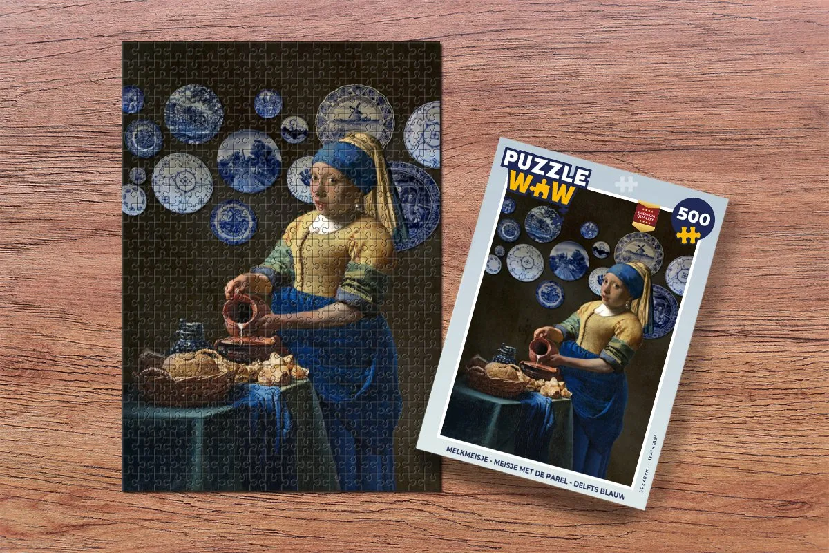 PuzzleWow Melkmeisje Legpuzzel 500 Stuks - Delfts Blauw