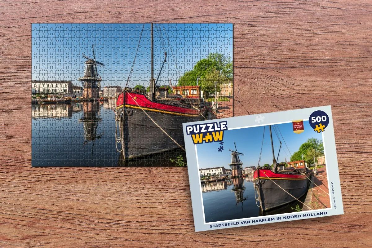 PuzzleWow Haarlem Boot Molen Legpuzzel 500 Stuks