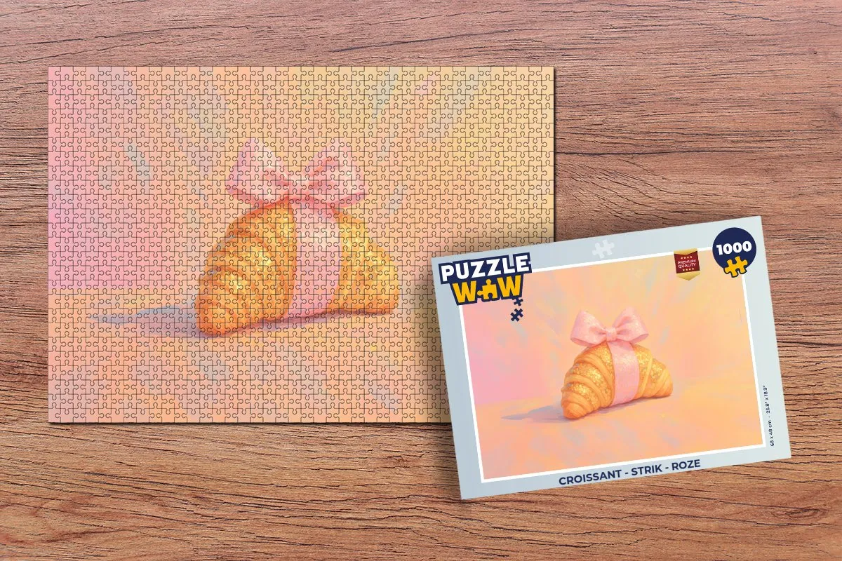 PuzzleWow Croissant - Strik Legpuzzel 1000 Stuks - Roze