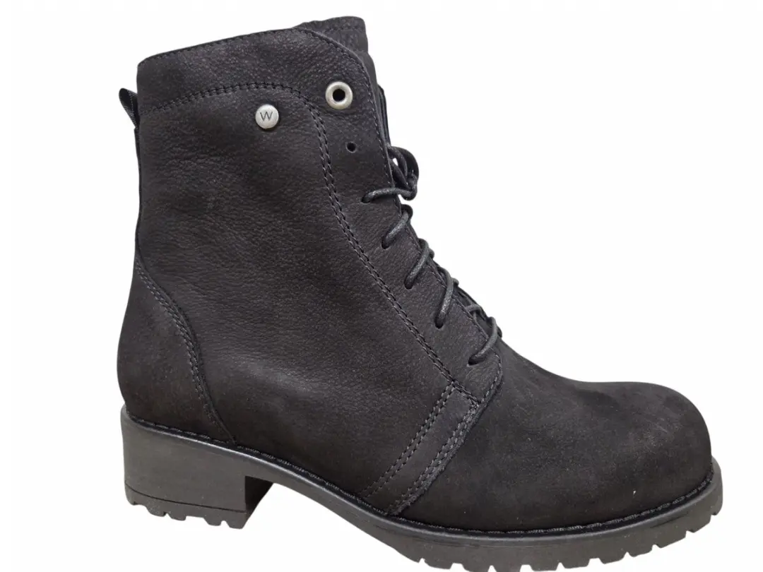 Wolky 0247910 000 Veterboots Zwart Nubuck Dames