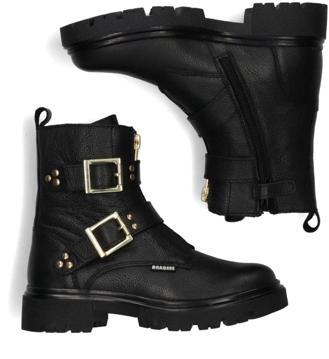Braqeez Meisjes Biker Boots - Zwart - Leer - afbeelding 3 van 6