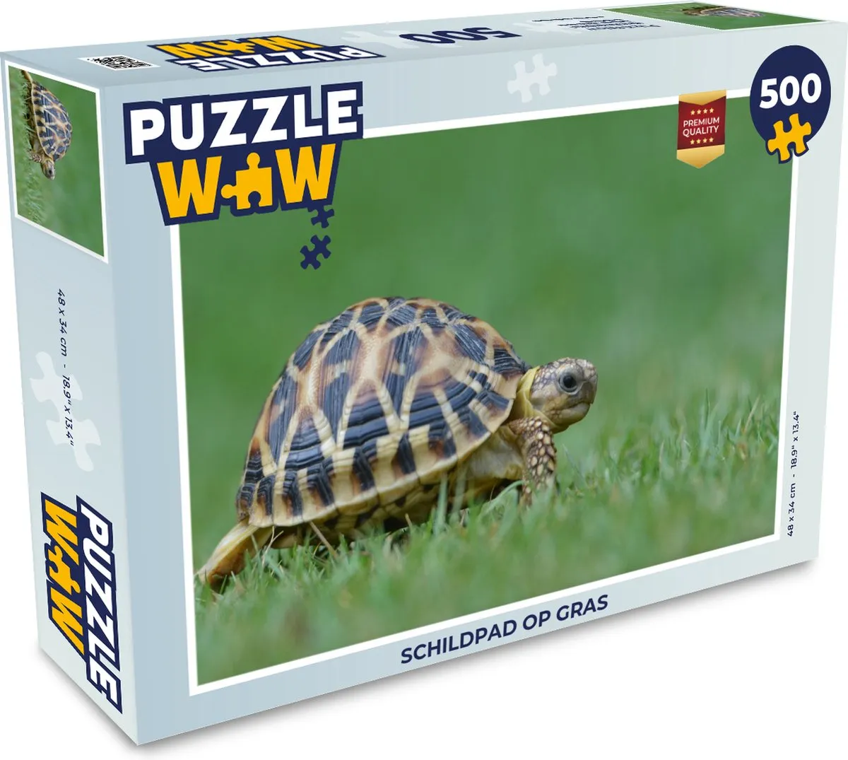 PuzzleWow Schildpad op gras Legpuzzel 500 Stuks - Multicolor