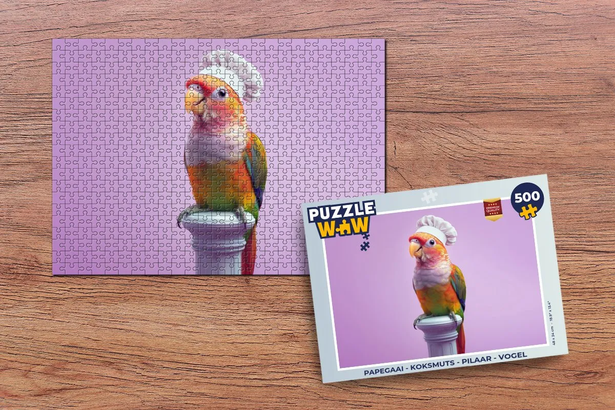 PuzzleWow Papegaai Koksmuts Puzzel 500 Stuks - Paars