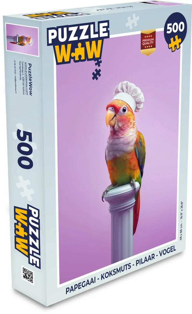 PuzzleWow Papegaai Koksmuts Puzzel 500 Stuks - Paars