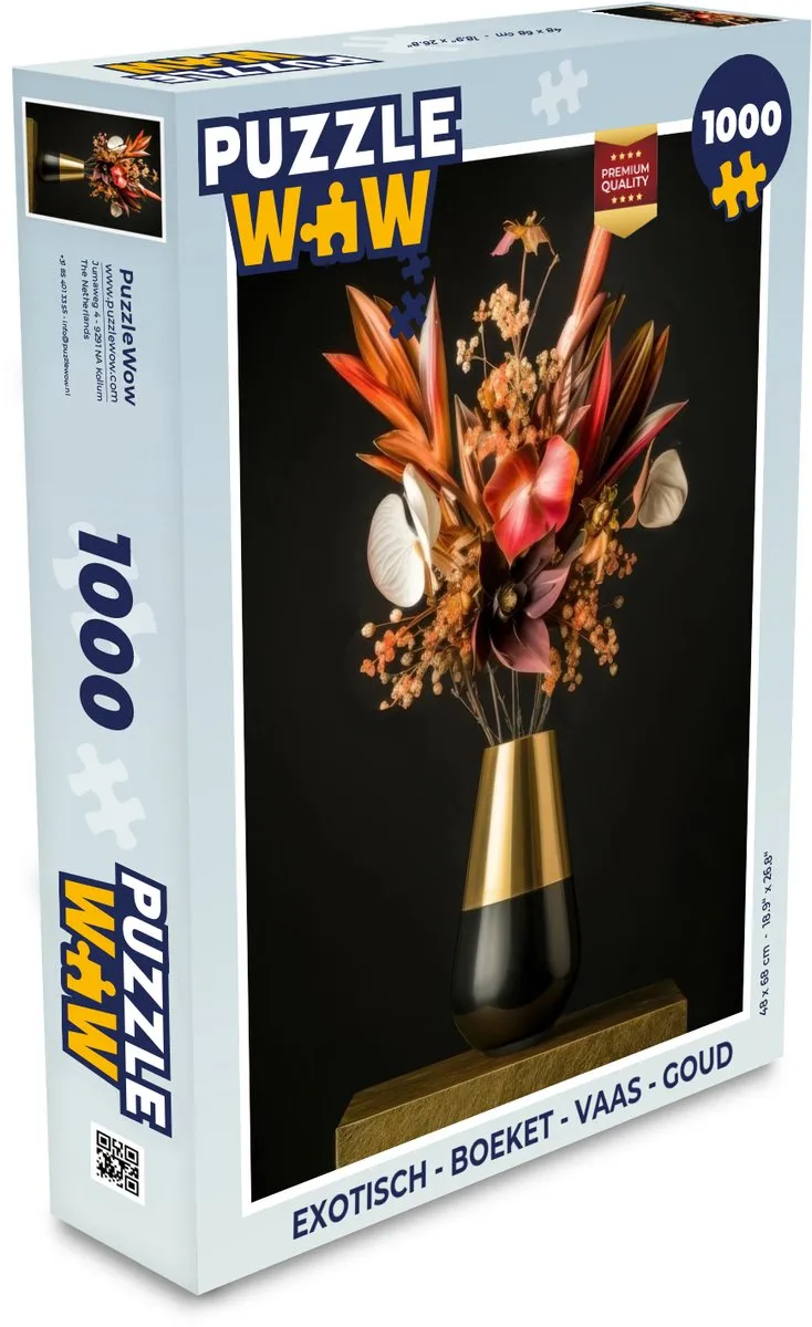 PuzzleWow Exotisch Boeket Legpuzzel 1000 Stuks - Goud
