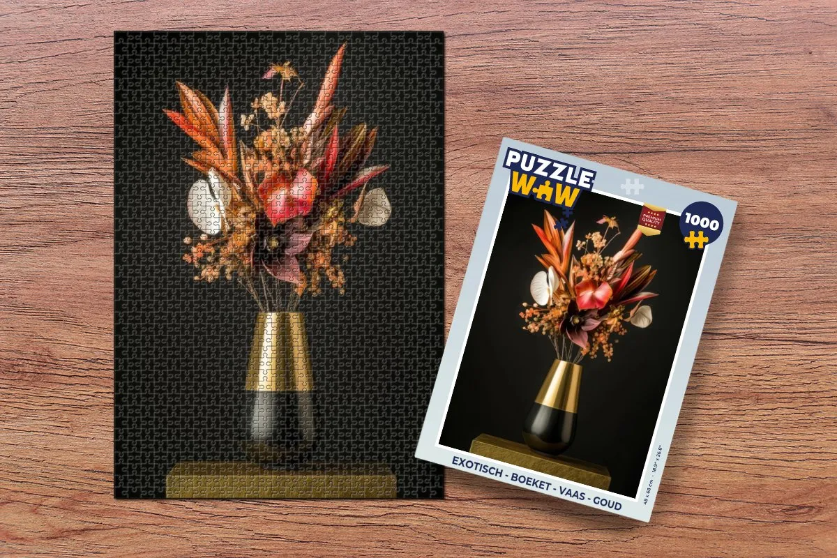 PuzzleWow Exotisch Boeket Legpuzzel 1000 Stuks - Goud