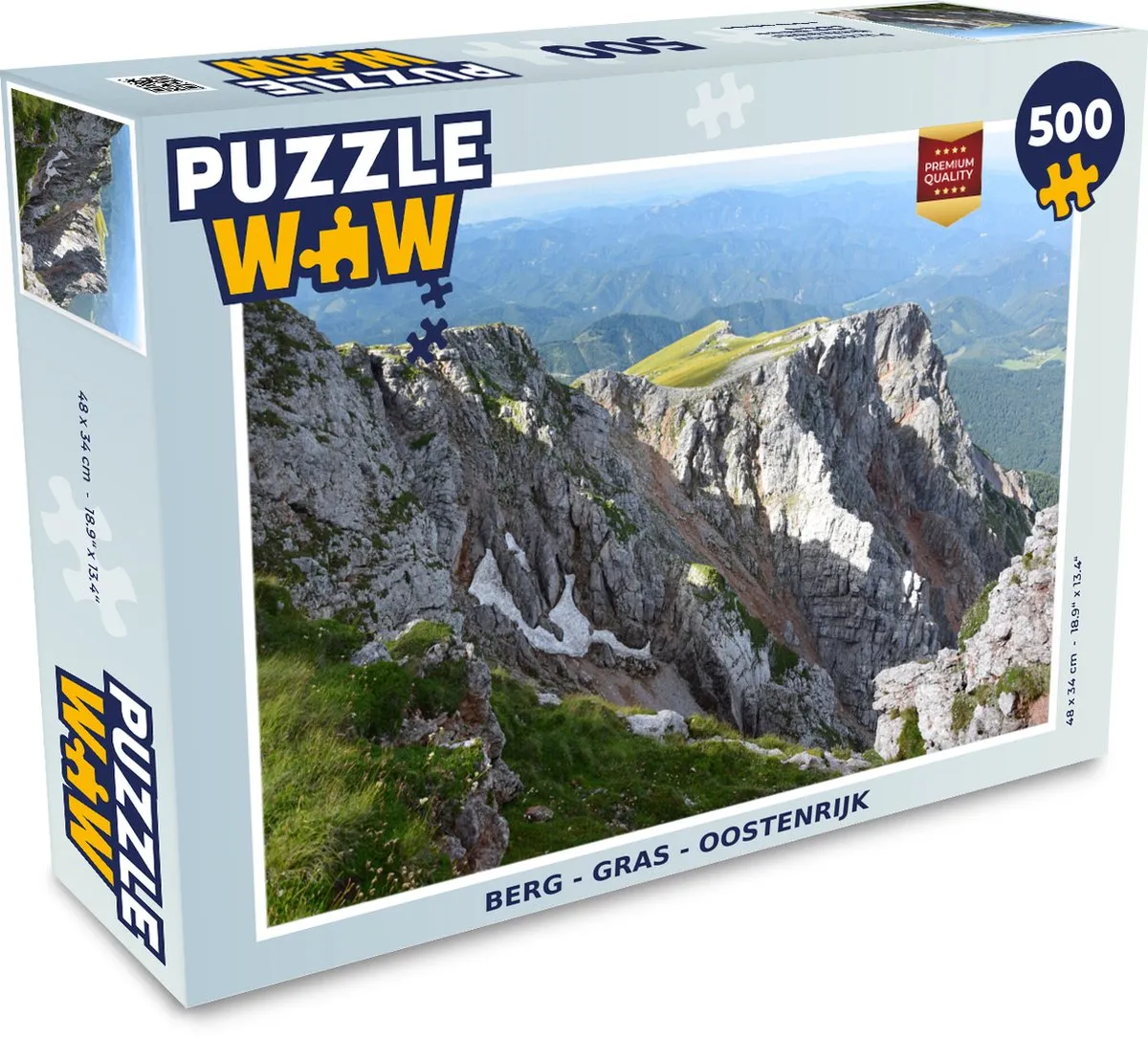 PuzzleWow Legpuzzel Berg Gras Oostenrijk 500 Stuks - Multicolor