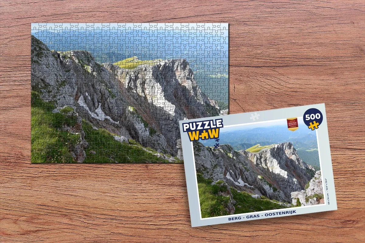 PuzzleWow Legpuzzel Berg Gras Oostenrijk 500 Stuks - Multicolor