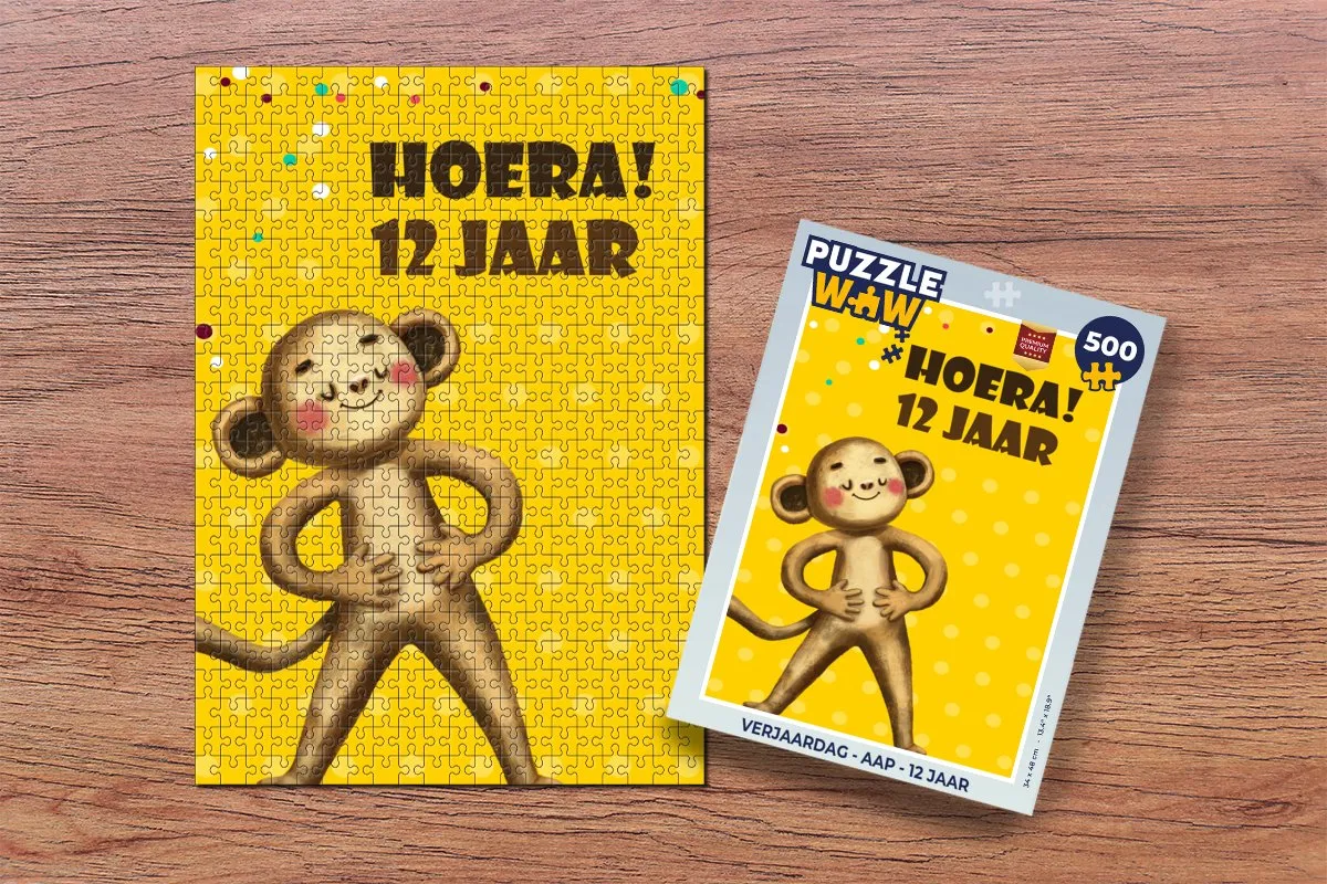 PuzzleWow Verjaardag Aap Legpuzzel 500 Stuks - Multicolor