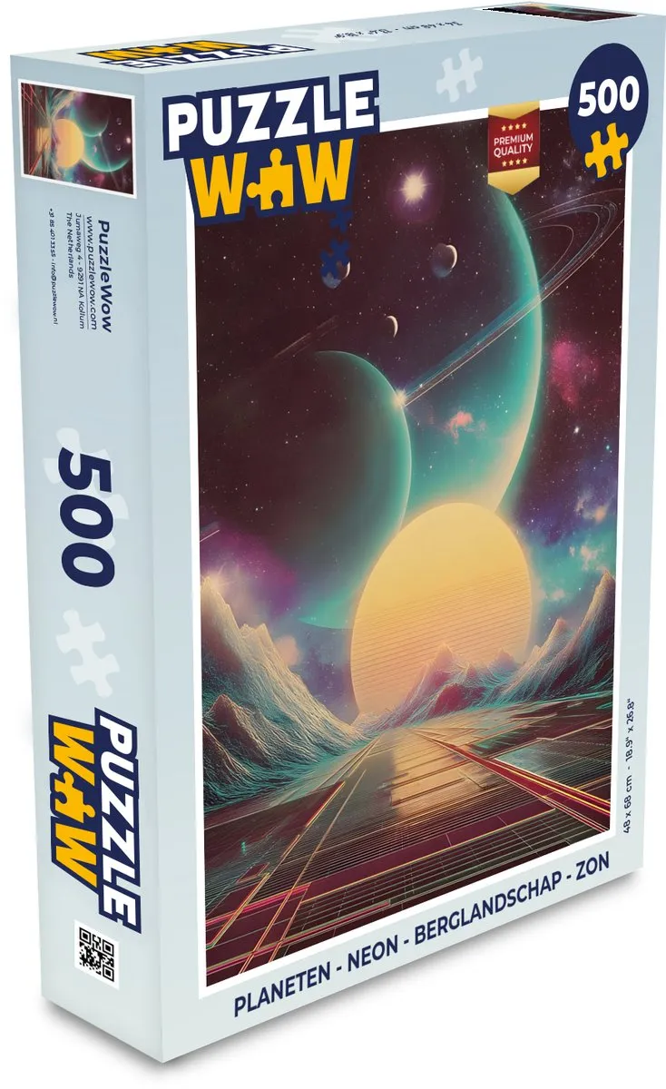 PuzzleWow Planeten Neon Berglandschap Legpuzzel 500 Stuks - MPN 8721414232215