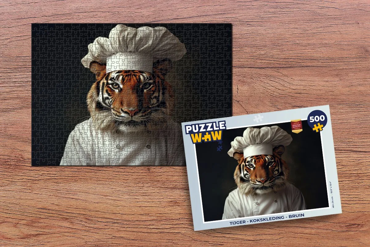 PuzzleWow Tijger Kokskleding Legpuzzel 500 Stuks - Bruin