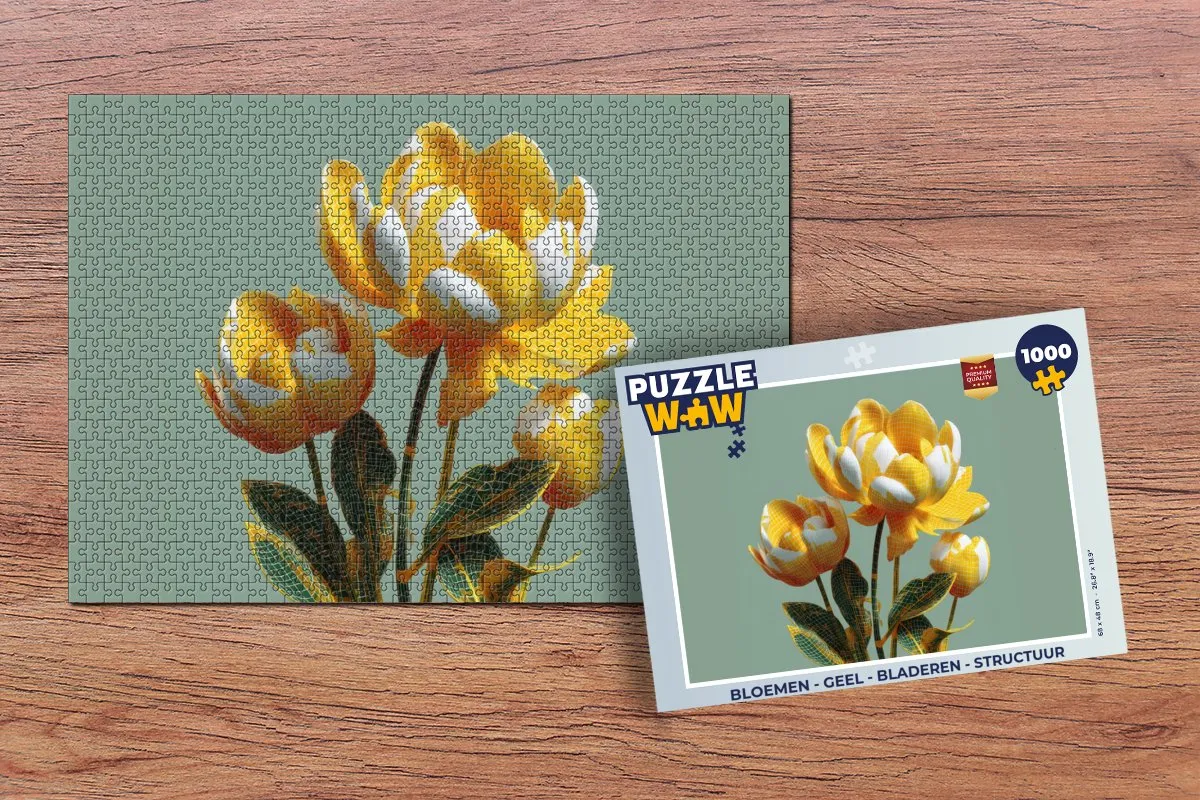 PuzzleWow Bloemen Legpuzzel 1000 Stuks - Geel/Bladeren