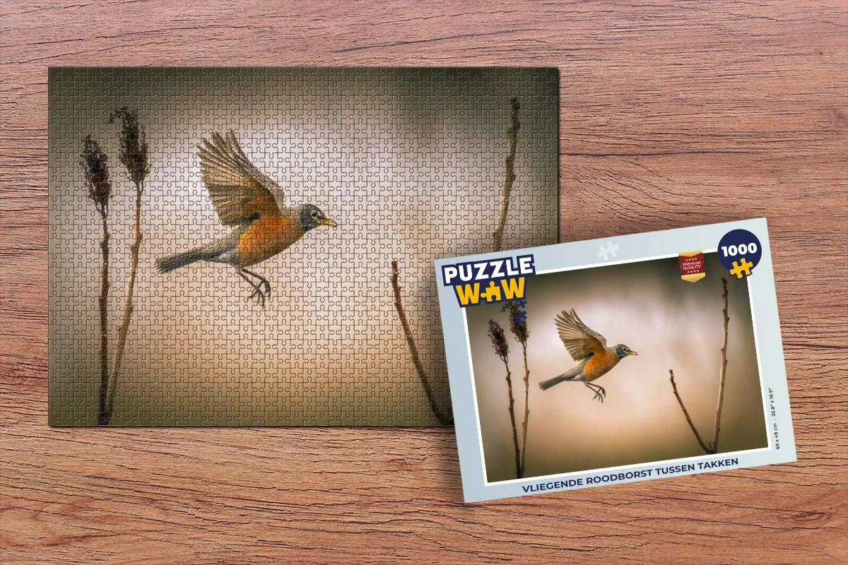 PuzzleWow Roodborstje Legpuzzel 1000 Stuks - Multicolor