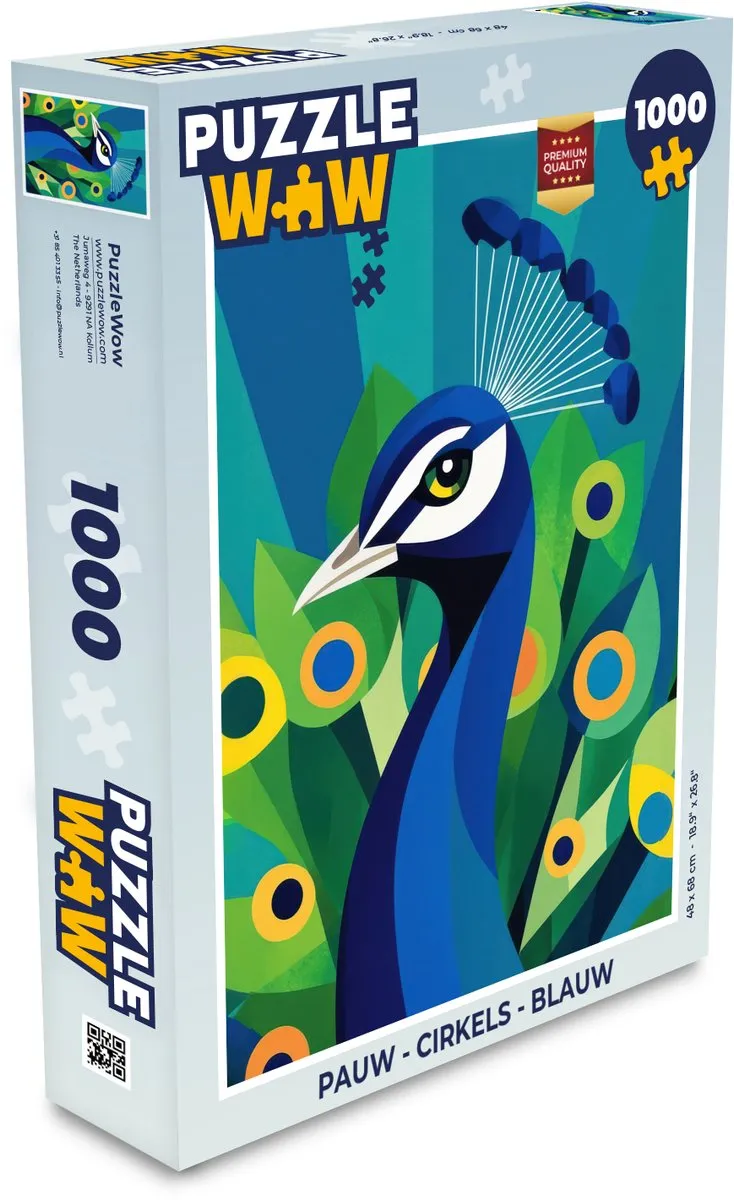 PuzzleWow Cirkels Pauw Legpuzzel 1000 Stuks