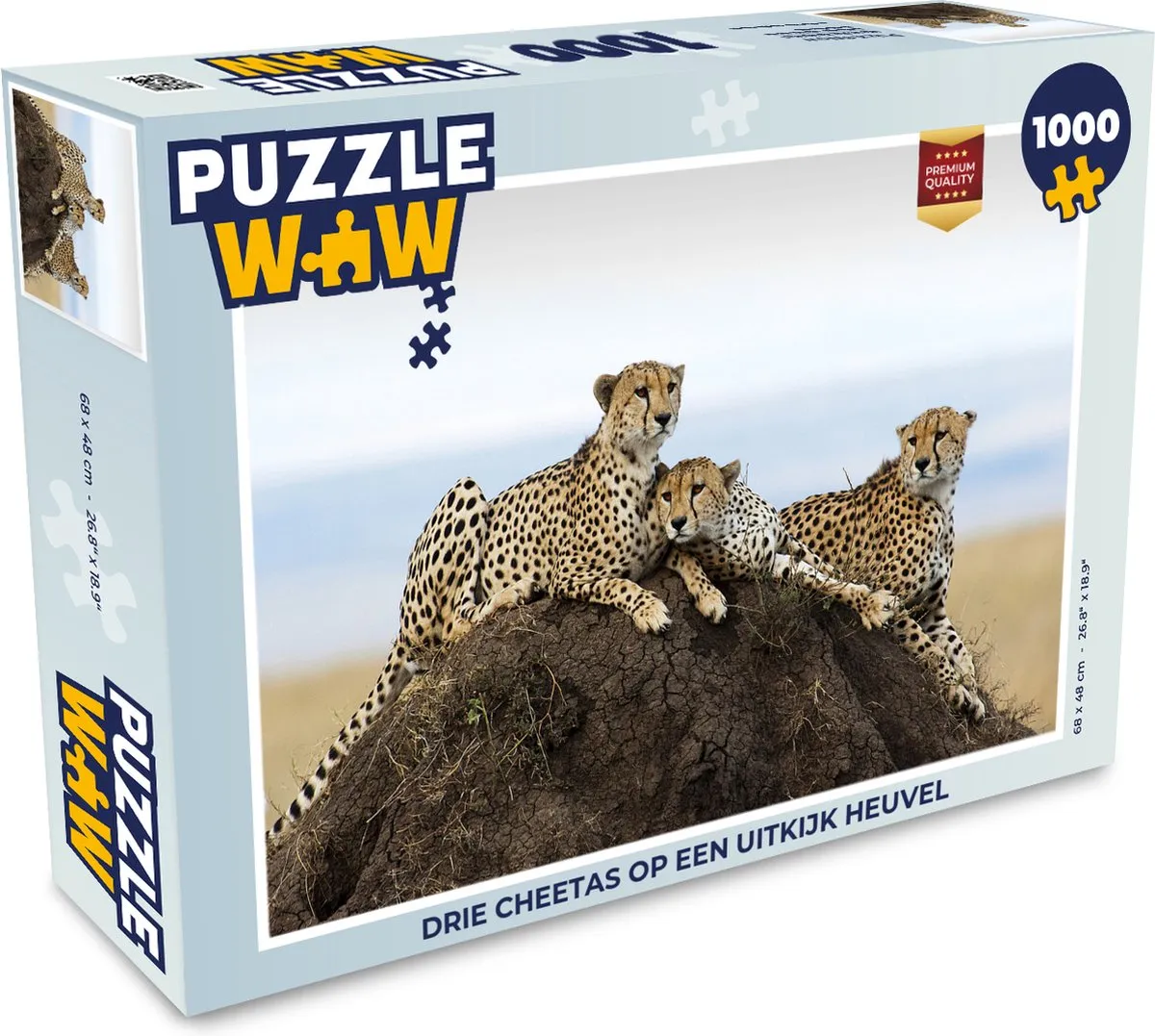 PuzzleWow Legpuzzel Drie Cheetas 1000 Stuks