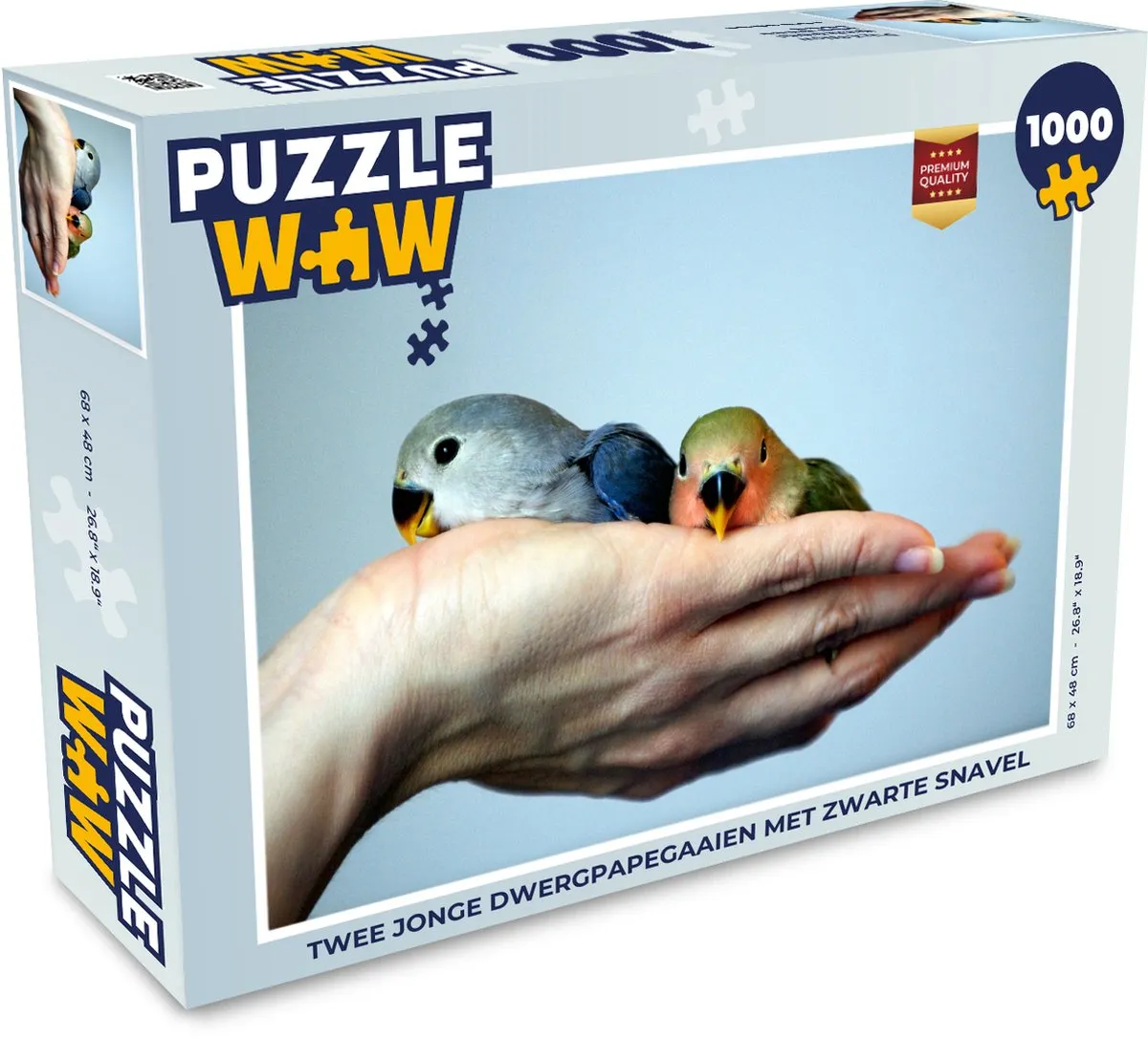 PuzzleWow Legpuzzel 1000 Stuks - Twee Jonge Dwergpapegaaien Multicolor