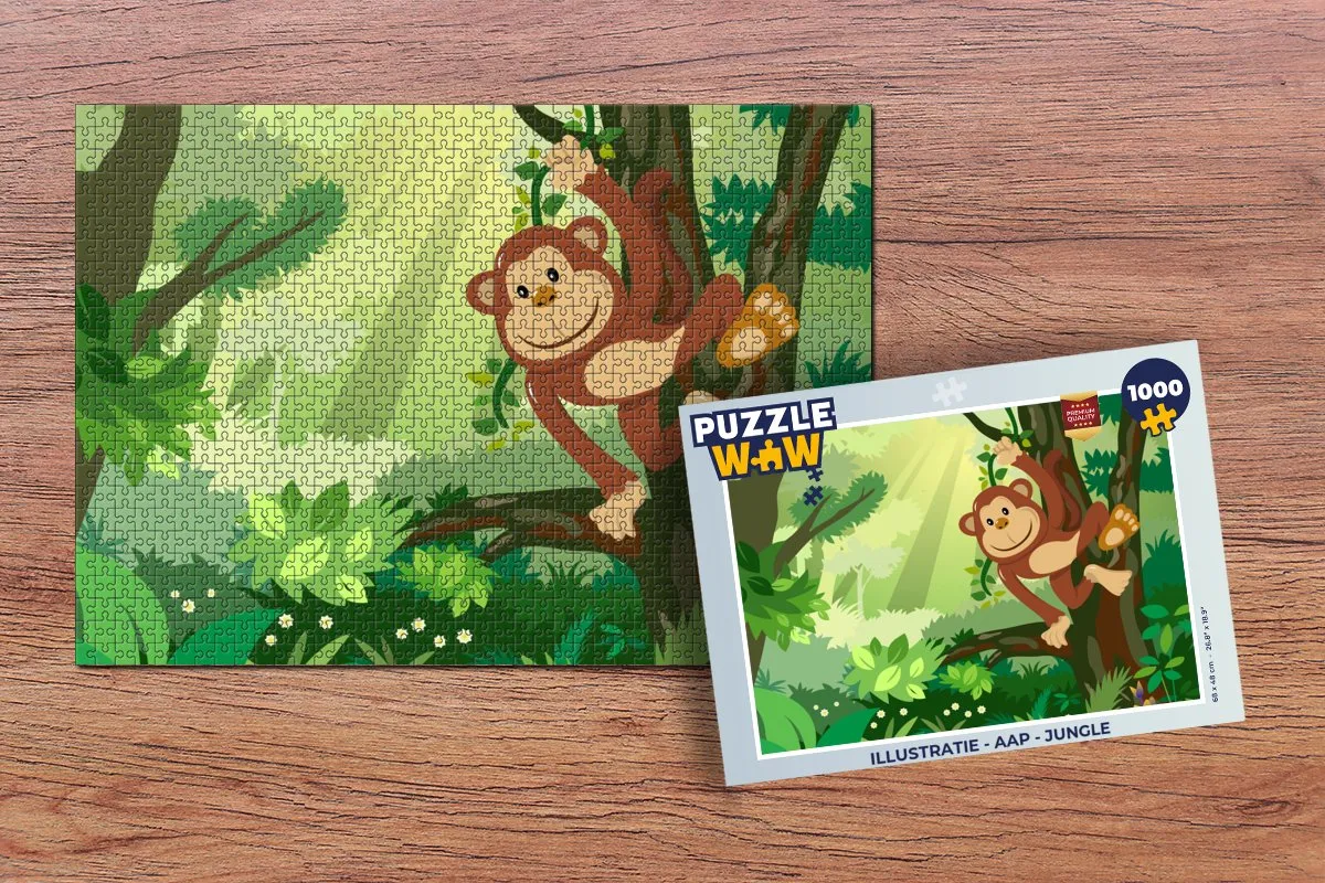 PuzzleWow Jungle Aap Legpuzzel 1000 Stuks - Multicolor