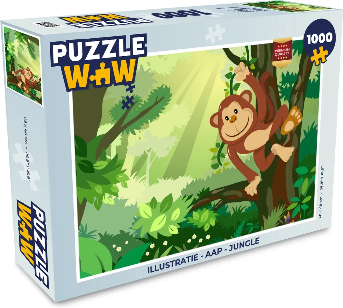 PuzzleWow Jungle Aap Legpuzzel 1000 Stuks - Multicolor