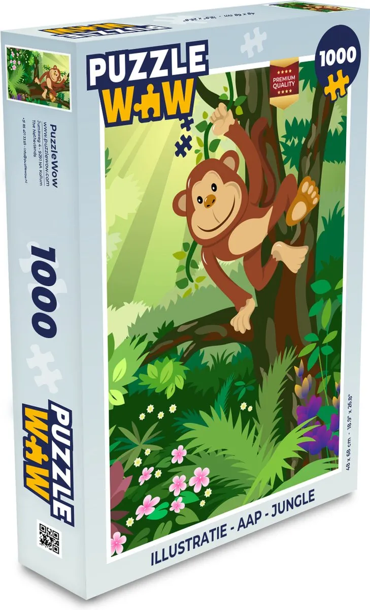 PuzzleWow Jungle Aap Legpuzzel 1000 Stuks - Multicolor