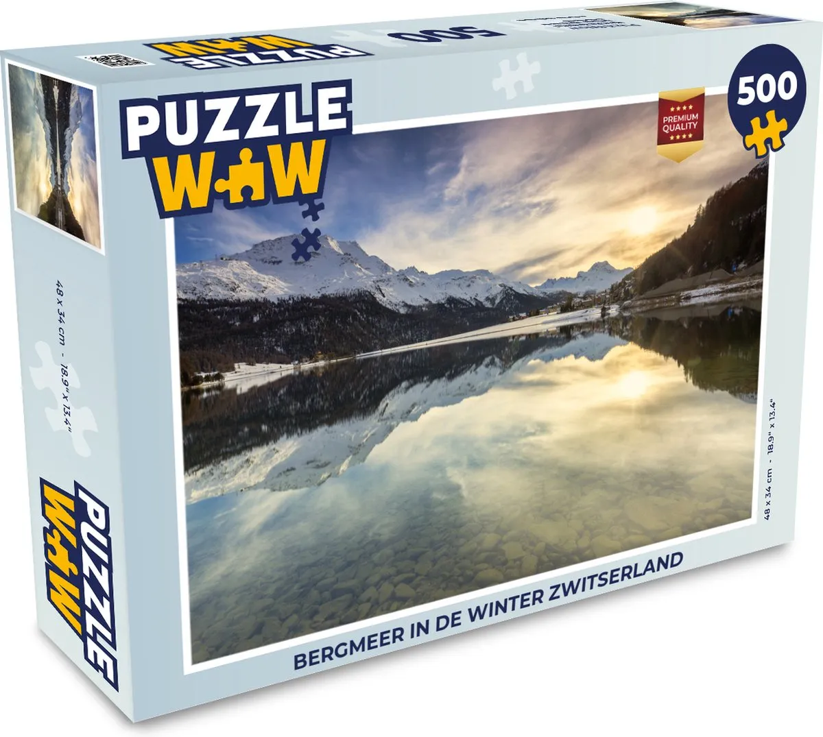 PuzzleWow Legpuzzel Bergmeer in de winter Zwitserland 500 Stuks