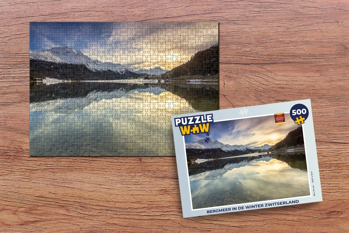 PuzzleWow Legpuzzel Bergmeer in de winter Zwitserland 500 Stuks - Multicolor