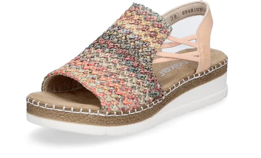 Rieker dames sleehak sandalen V1241-90 multi/apricot