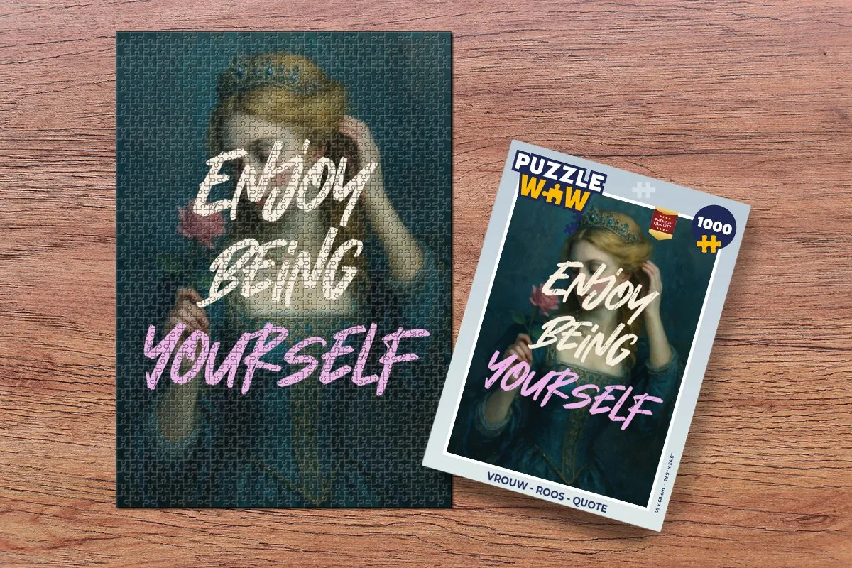 PuzzleWow Roos Quote Legpuzzel 1000 Stuks - Enjoy being yourself