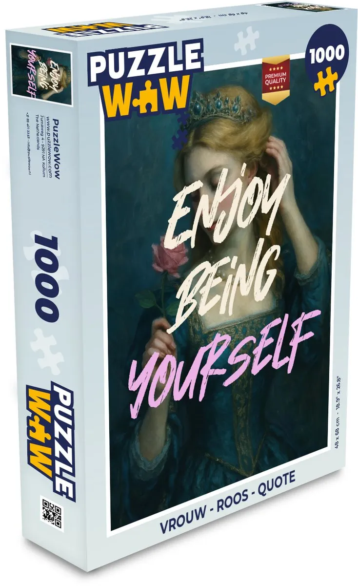 PuzzleWow Roos Quote Legpuzzel 1000 Stuks - Enjoy being yourself