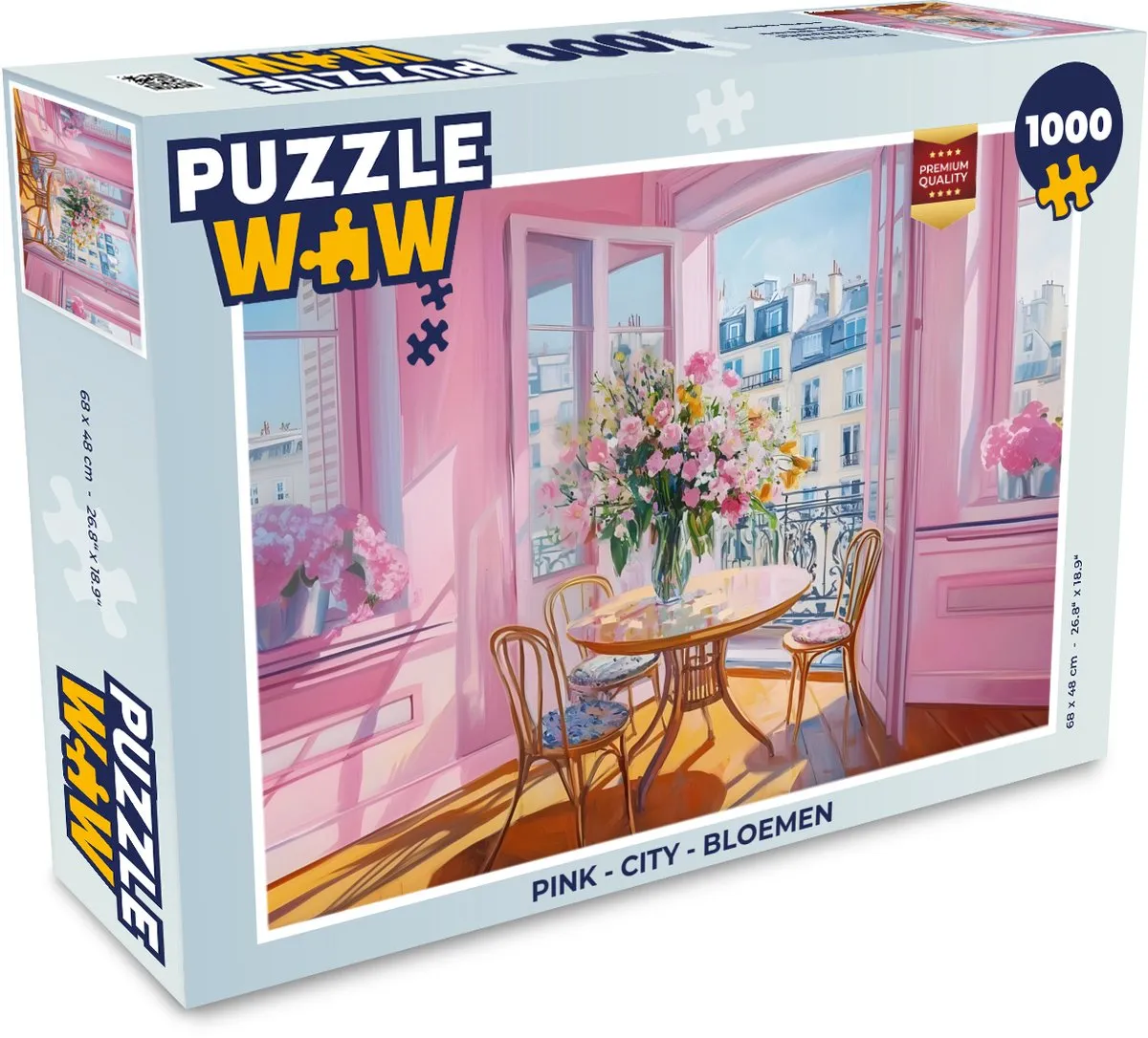 PuzzleWow Legpuzzel 1000 Stuks - Roze Stad