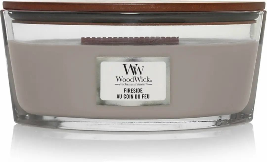 Woodwick Heartwick Flame Ellipse Geurkaars - 50 Branduren - Grijs - afbeelding 2 van 6