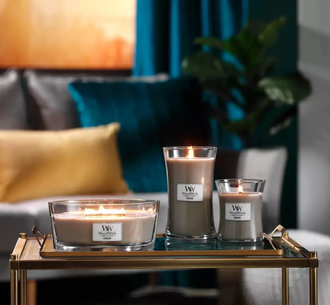 Woodwick Heartwick Flame Ellipse Geurkaars - 50 Branduren - Grijs - afbeelding 3 van 6