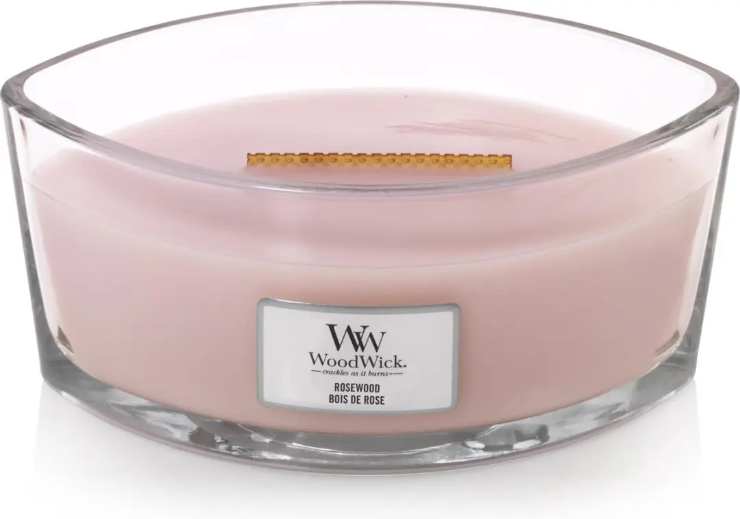 Woodwick Heartwick Flame Ellipse Geurkaars - Rosewood 50 uur - afbeelding 2 van 6
