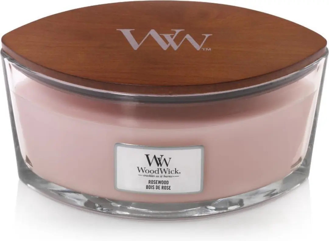 Woodwick Heartwick Flame Ellipse Geurkaars - Rosewood 50 uur - afbeelding 4 van 6