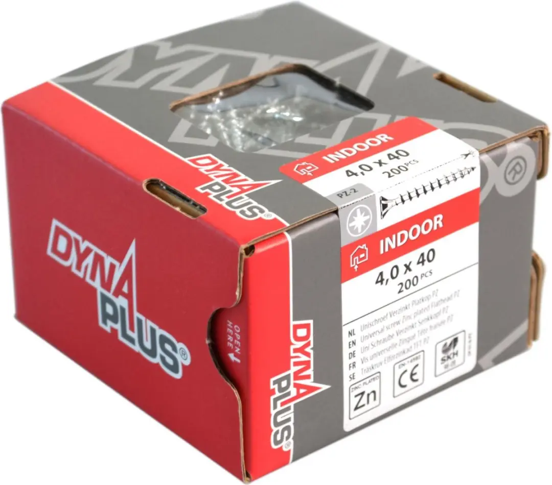 Dynaplus Unischroef POZI 4x40mm - 200 Stuks - Verzinkt