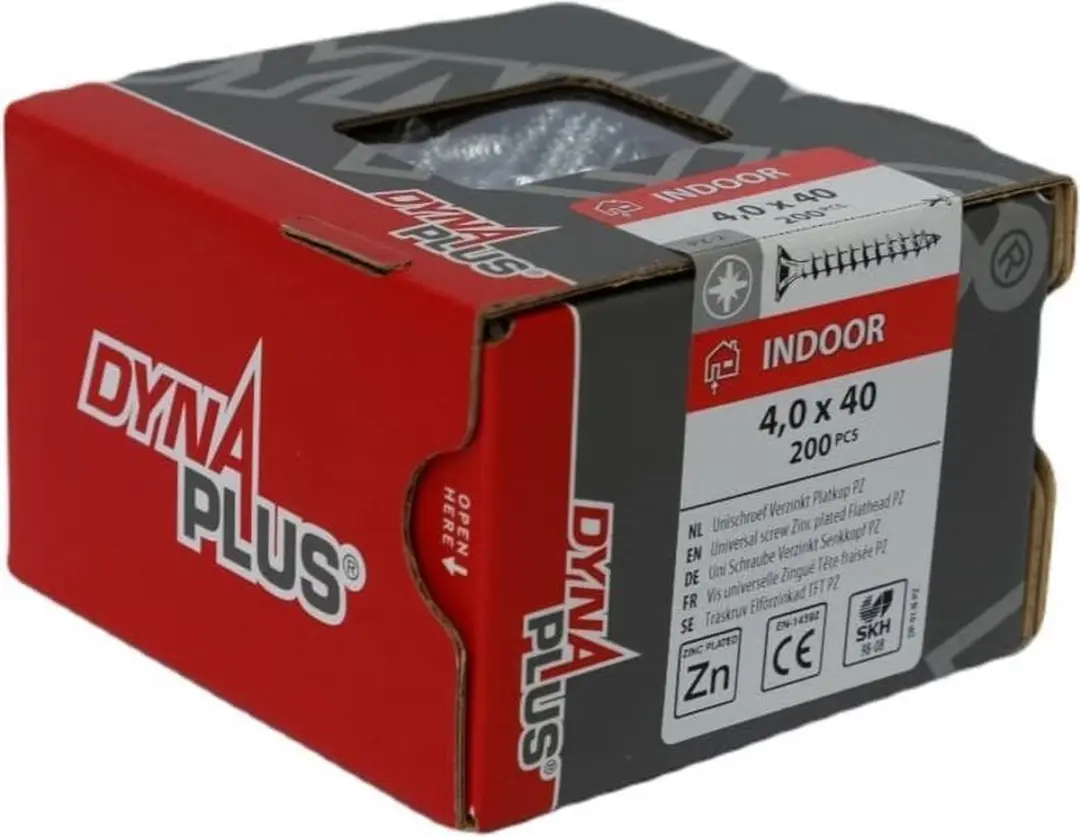 Dynaplus Unischroef POZI 4x40mm - 200 Stuks - Verzinkt