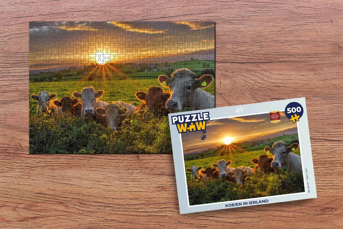 PuzzleWow Legpuzzel Koeien in Ierland 500 Stuks - Multicolor