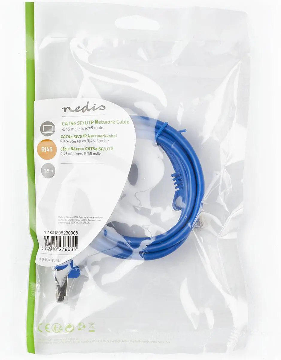 Nedis CAT5e Netwerkkabel 1.5m RJ45 - Blauw - afbeelding 2 van 6