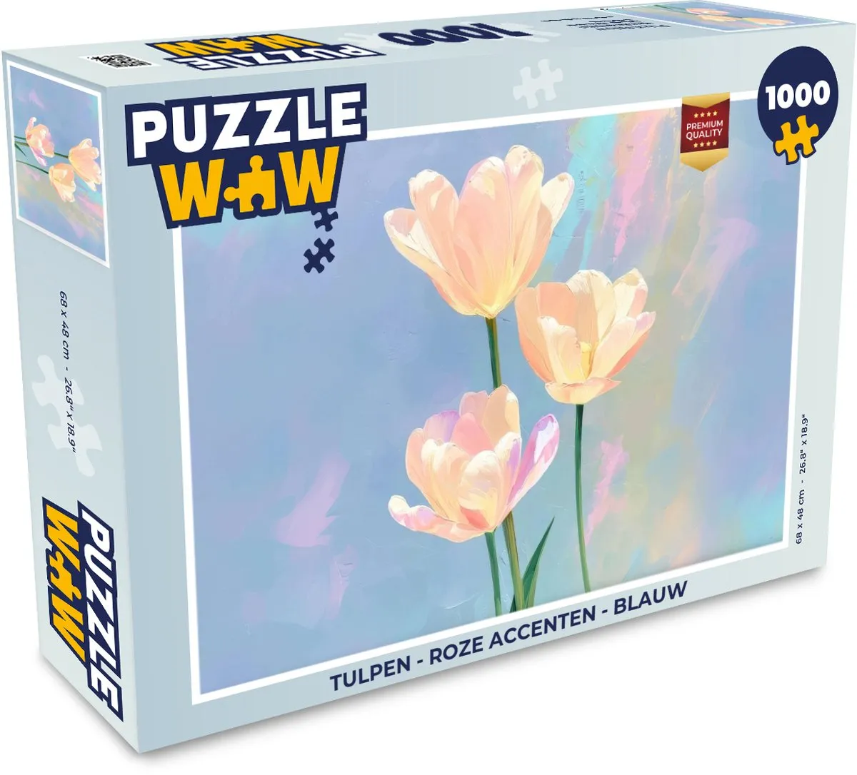 PuzzleWow Legpuzzel Tulpen 1000 Stuks - Roze/Blauw