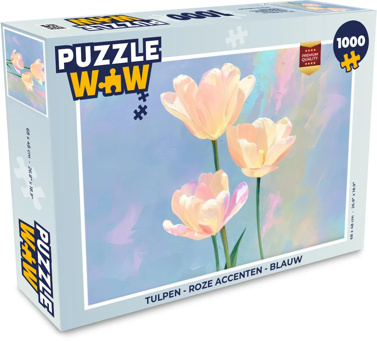 PuzzleWow Legpuzzel Tulpen 1000 Stuks - Roze/Blauw