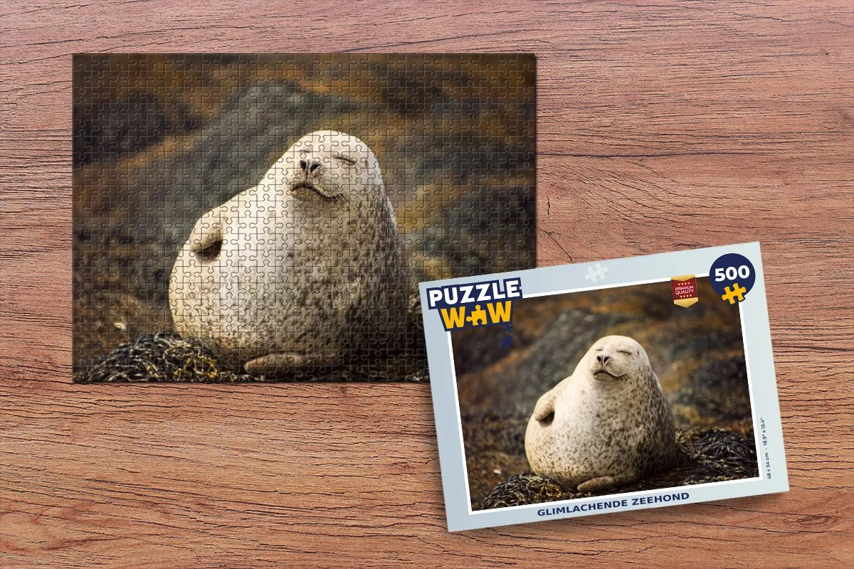 PuzzleWow Legpuzzel Glimlachende Zeehond 500 Stuks - Multicolor