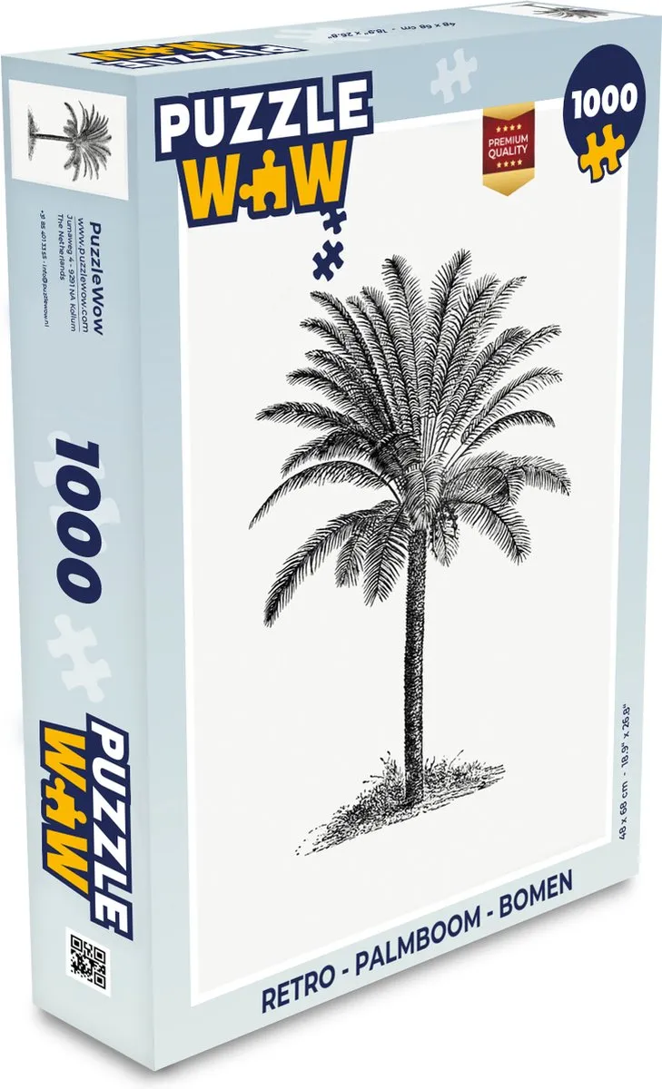 PuzzleWow Retro Palmboom Legpuzzel 1000 Stuks