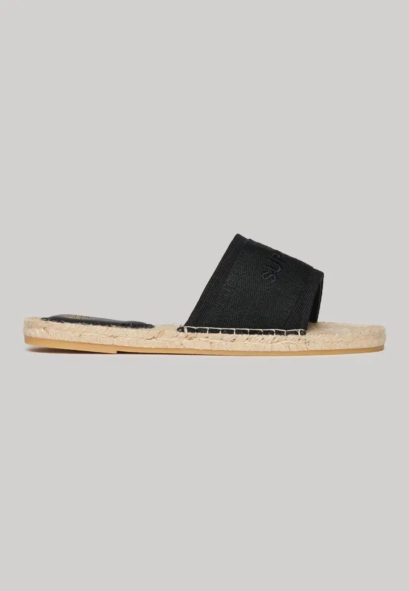 Superdry Canvas Espadrille Overlay Slippers - Dames - 6 - Zwart - afbeelding 2 van 6